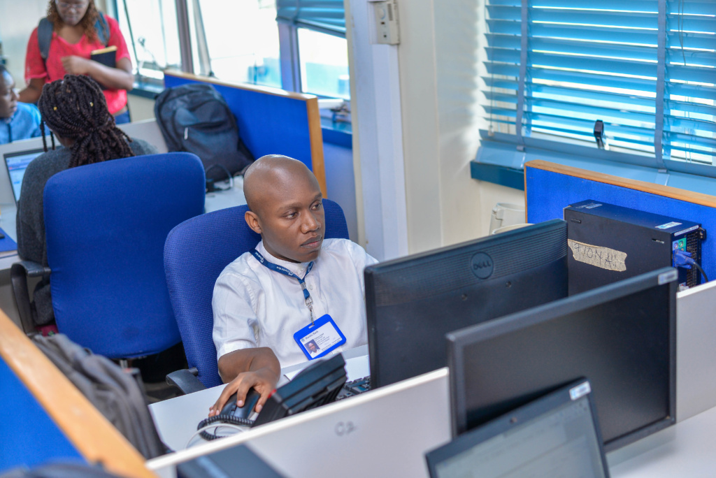 Nasif at his desk in Stanbic Bank